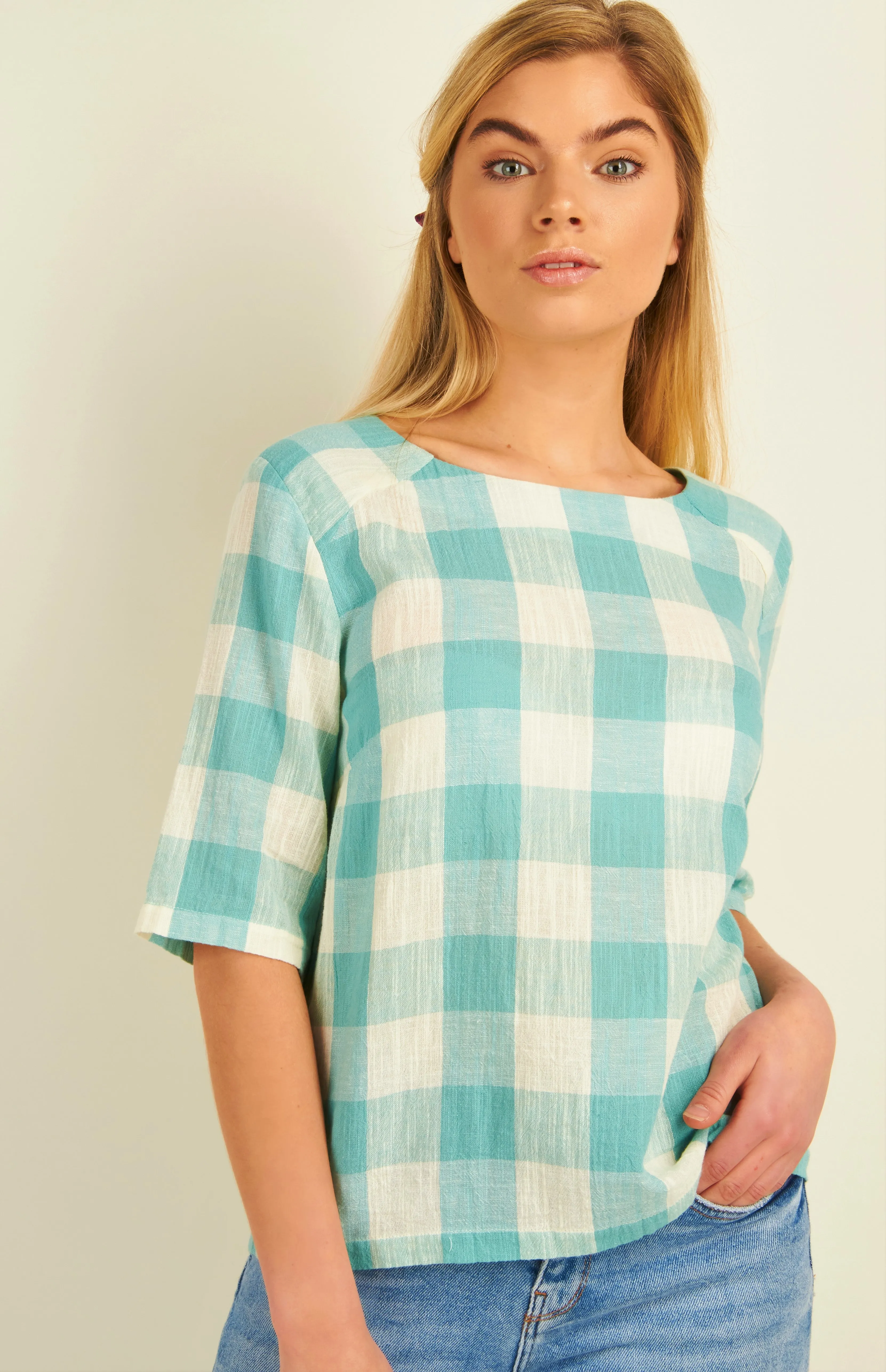 Gingham Short Sleeve Top