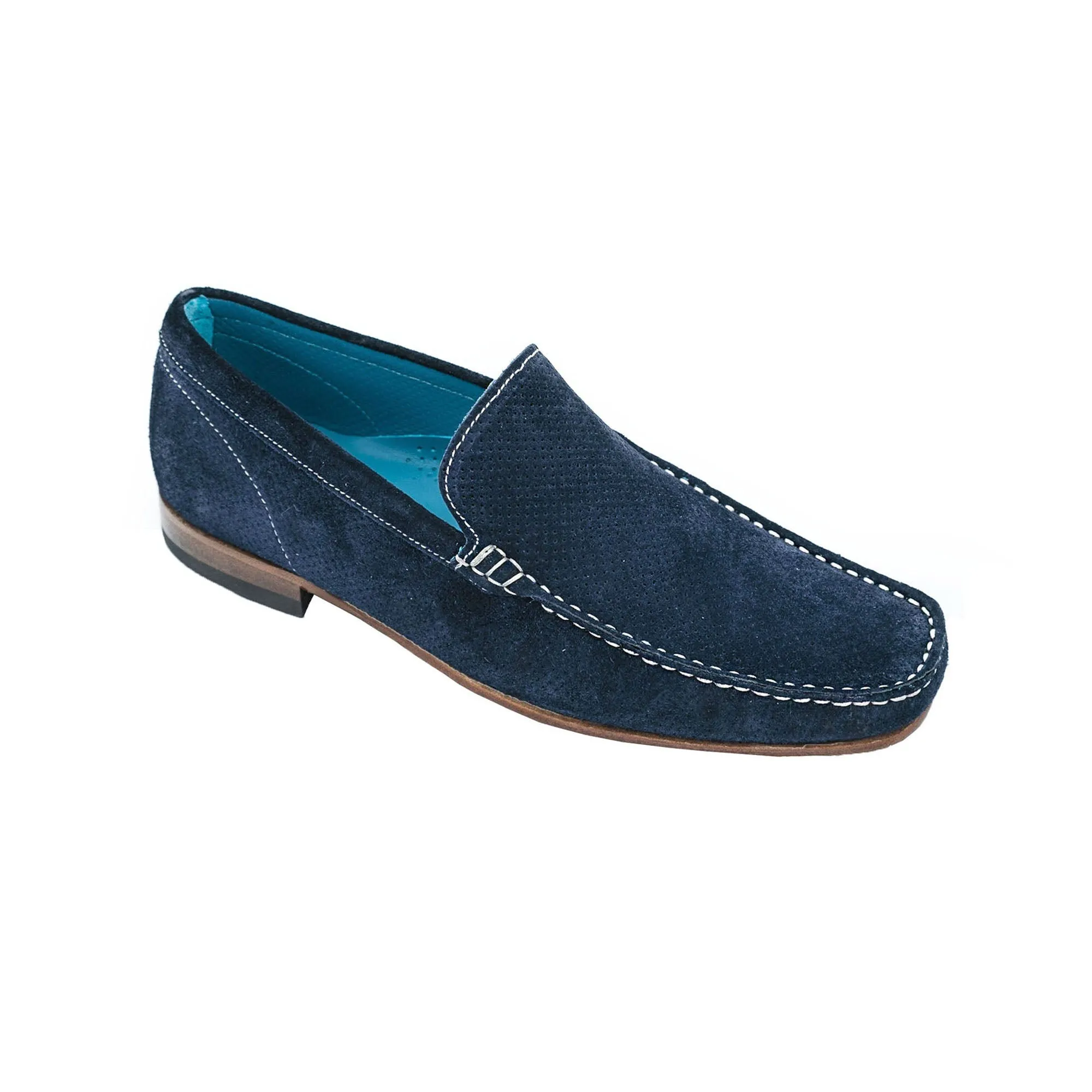 Giovacchini Diego in Navy Blue Suede Slip-on Moccasins