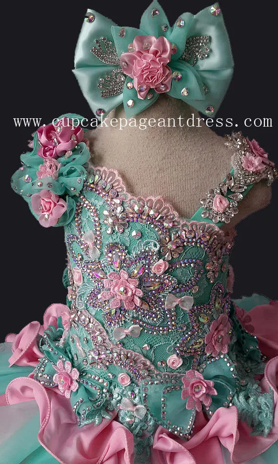 Glitz Beaded and Lace Bodice Little Princess Nations Glitz Cupcake Pageant Dress