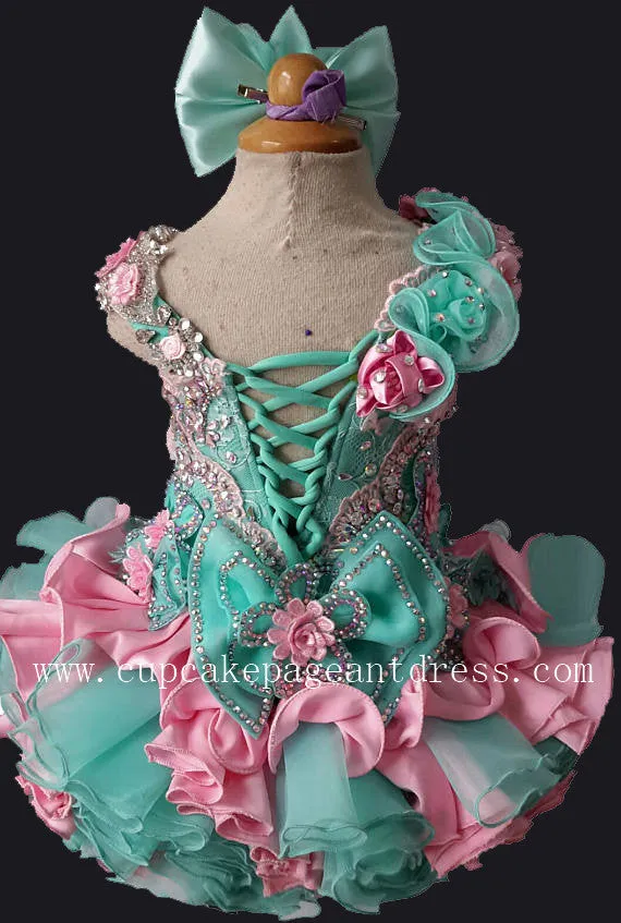 Glitz Beaded and Lace Bodice Little Princess Nations Glitz Cupcake Pageant Dress