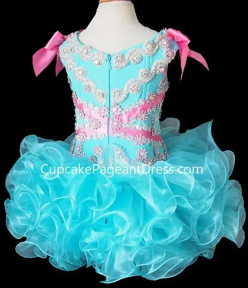 Glitz Beaded Bodice Little Girls/Baby Girl/Baby Miss Cupcake Pageant Dress