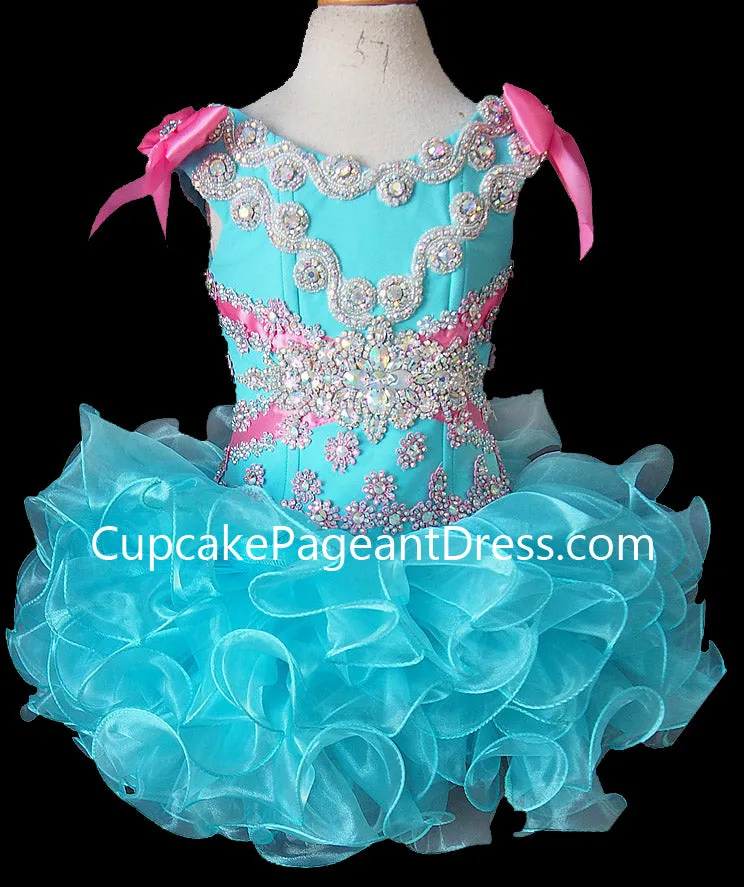 Glitz Beaded Bodice Little Girls/Baby Girl/Baby Miss Cupcake Pageant Dress