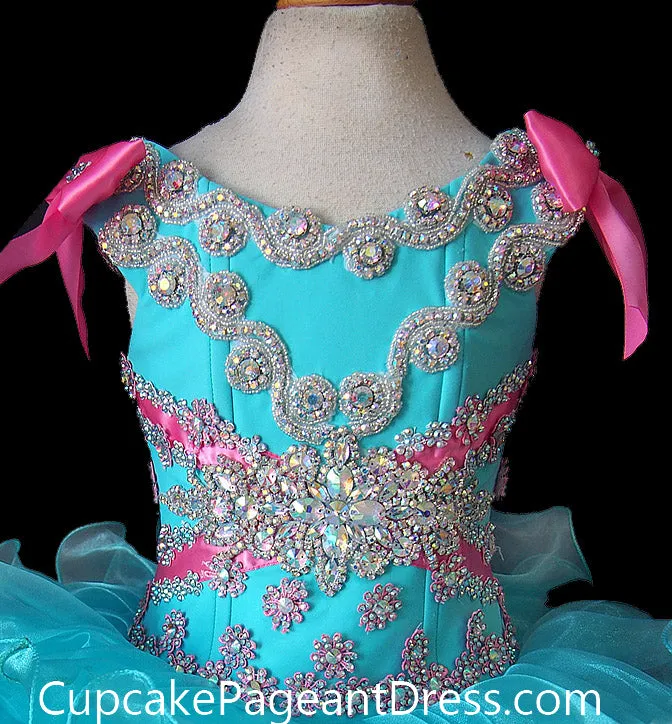 Glitz Beaded Bodice Little Girls/Baby Girl/Baby Miss Cupcake Pageant Dress