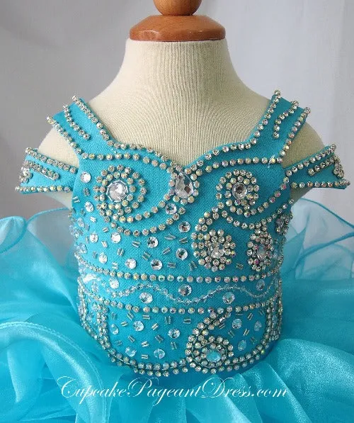 Glitz Beaded Bodice Little Girls/Infant/Toddler/Kids Cupcake Pageant Dress