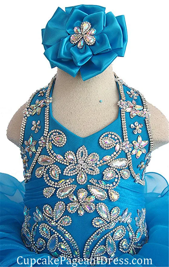 Glitz Beaded Bodice Little Girls/Toddle/Baby Girl Cupcake Pageant Dress