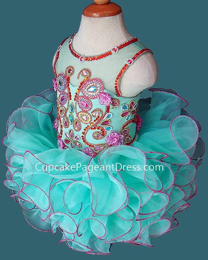 Glitz Beaded Bodice Little Girls/Toddler/Baby Girl Cupcake Pageant Dress