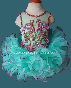 Glitz Beaded Bodice Little Girls/Toddler/Baby Girl Cupcake Pageant Dress