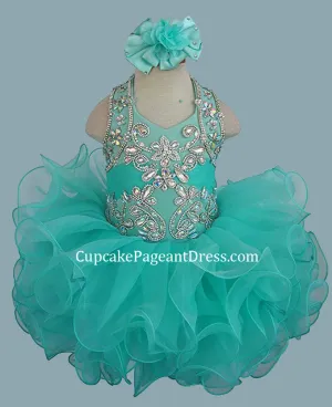 Glitz Beaded Bodice Little Girls/Toddler/Infant/Baby Girl Cupcake Pageant Dress