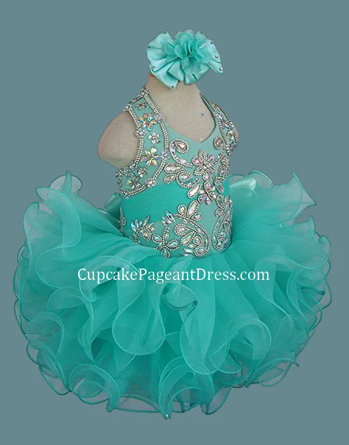 Glitz Beaded Bodice Little Girls/Toddler/Infant/Baby Girl Cupcake Pageant Dress