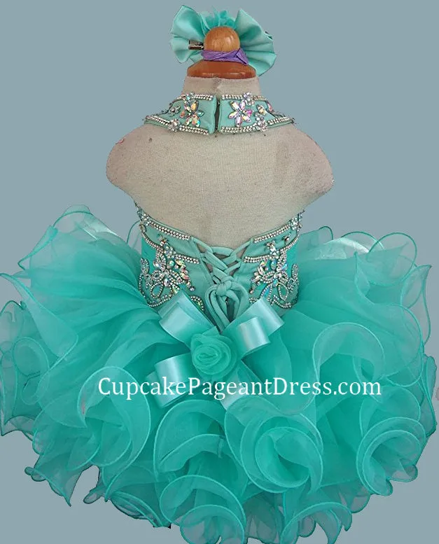 Glitz Beaded Bodice Little Girls/Toddler/Infant/Baby Girl Cupcake Pageant Dress