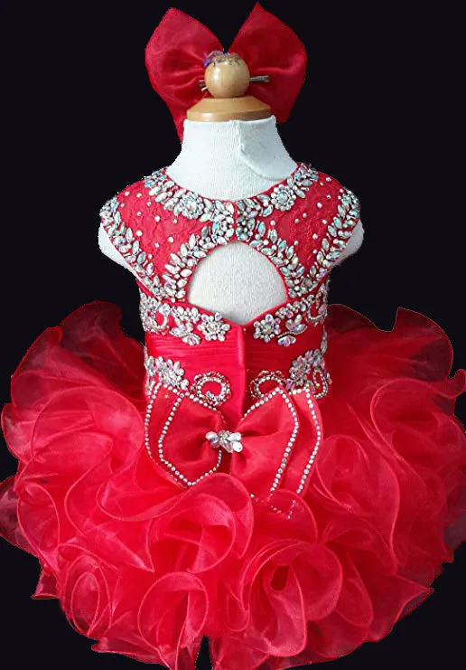 Glitz Beaded Bodice Little Miss/Baby Girl Stunning Pageant Dress With Hair Bow