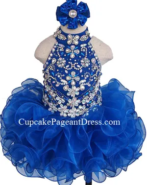 Glitz Beaded Bodice Little Princess Nations Cupcake Pageant Dress With Hair bow