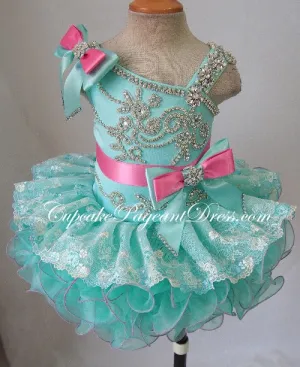 Glitz Crystal Beaded Bodice Lace Little Girls Pageant Dress