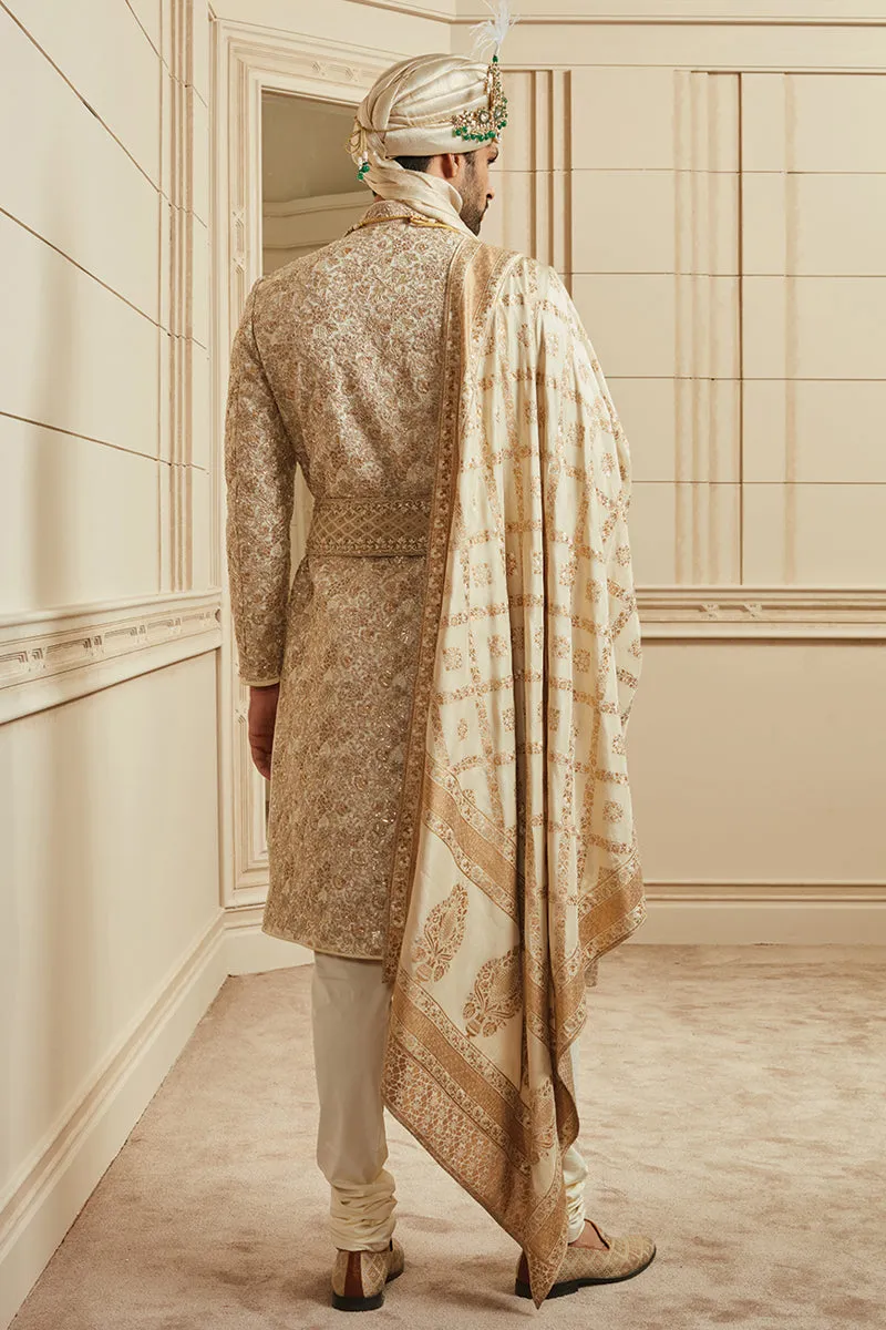 Gold Brocade Embroidered Sherwani