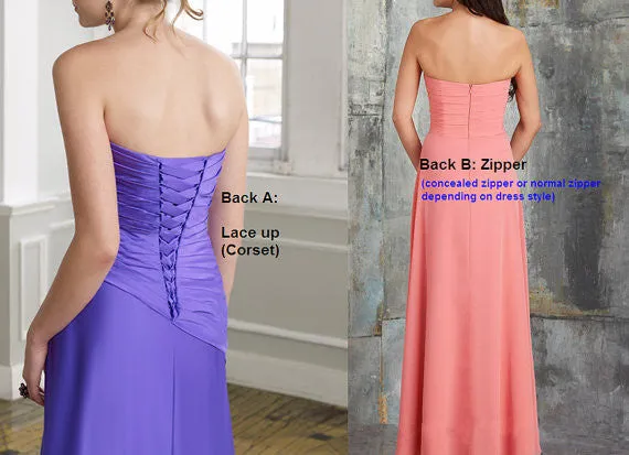 Gorgeous Long Beaded Purple Chiffon Bridesmaid Dress W/Illusion Neckline (BMDK122)