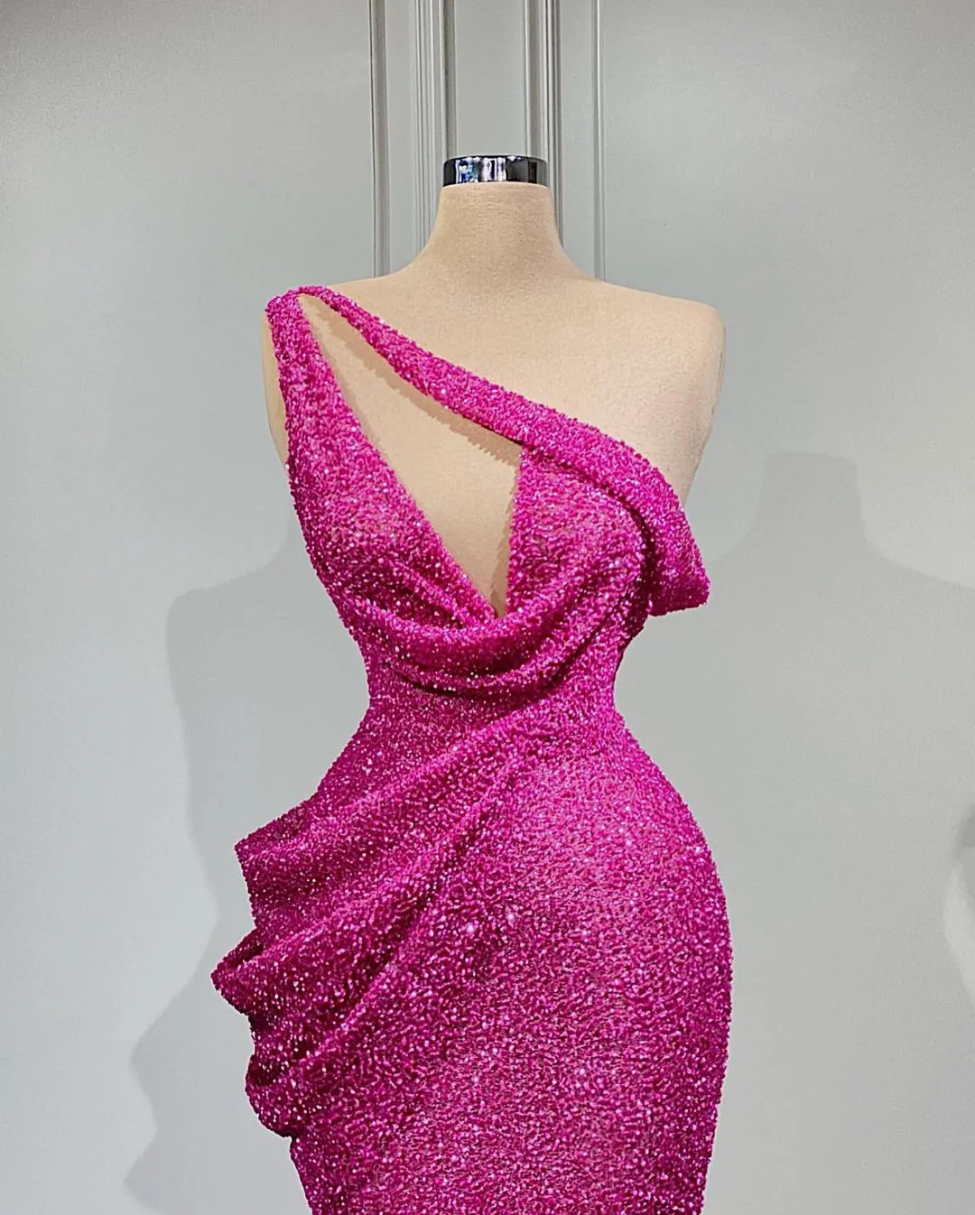 Gorgeous One-Shoulder Sparkle Beaded Sexy Prom Dresses, FC6267