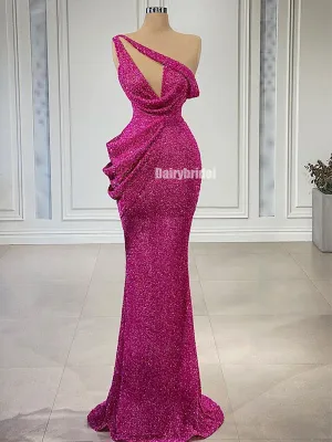 Gorgeous One-Shoulder Sparkle Beaded Sexy Prom Dresses, FC6267