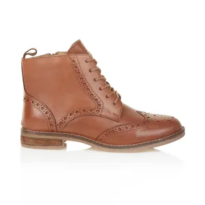 Grace Leather Brogue Boot - Cognac