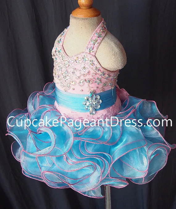 Halter Beaded Bodice Little Girl/Infant/Baby/Child Glitz Cupcake Pageant Dress