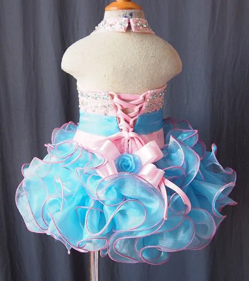 Halter Beaded Bodice Little Girl/Infant/Baby/Child Glitz Cupcake Pageant Dress