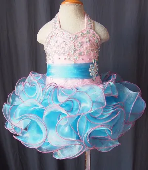 Halter Beaded Bodice Little Girl/Infant/Baby/Child Glitz Cupcake Pageant Dress