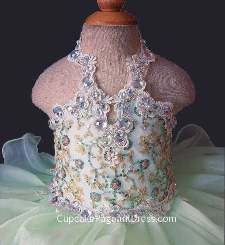 Halter Beaded Lace Little Princess/baby Girl/Baby Miss Cupcake Pageant Dress