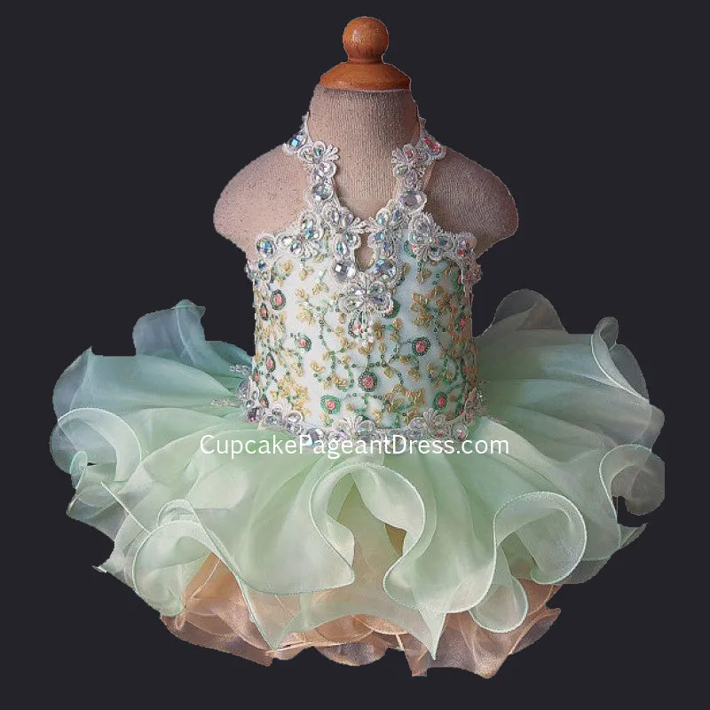 Halter Beaded Lace Little Princess/baby Girl/Baby Miss Cupcake Pageant Dress