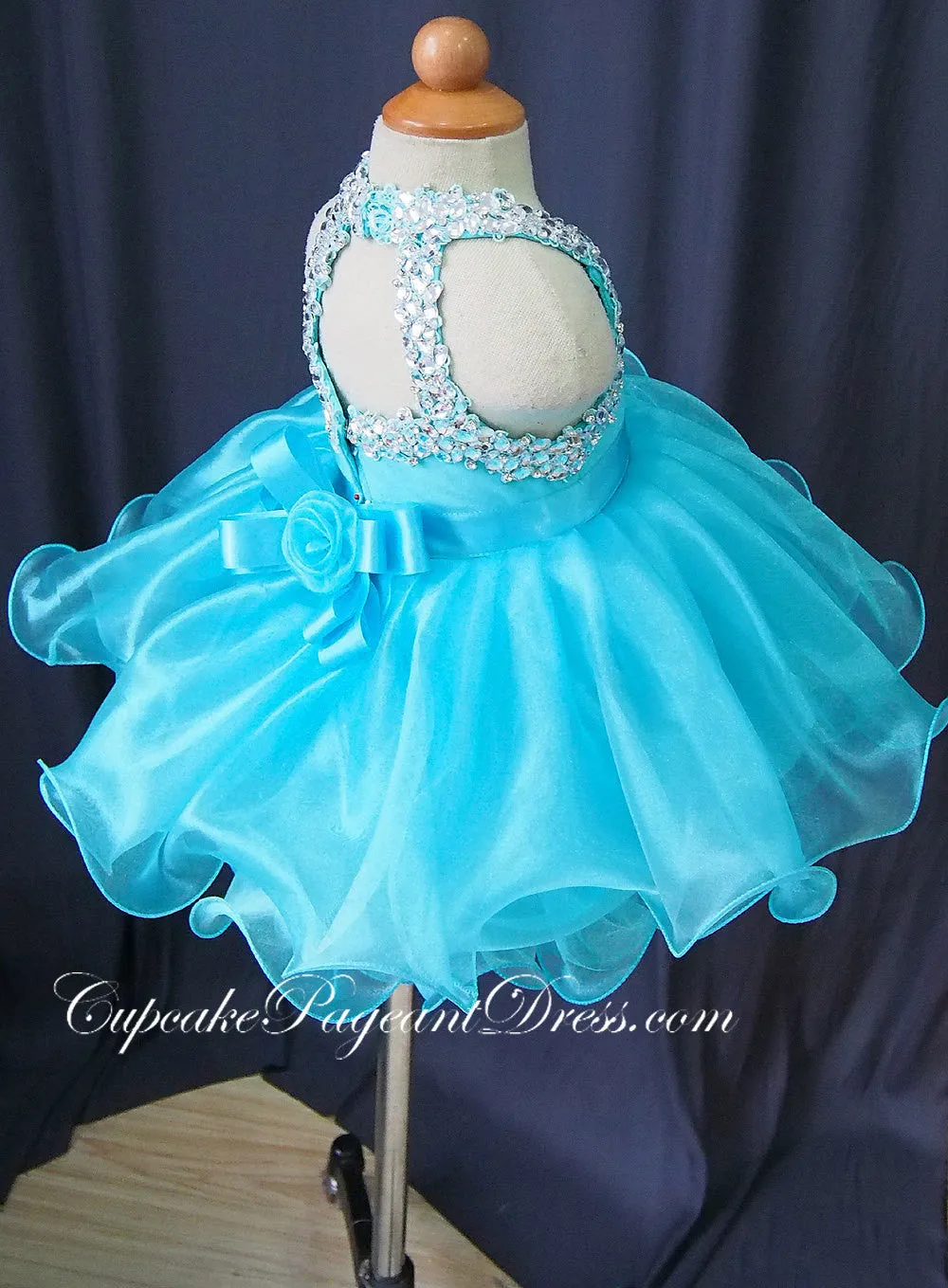 Halter Glass Beaded Bodice Infant/toddler/baby/children/kids glitz Girl's Pageant Dress