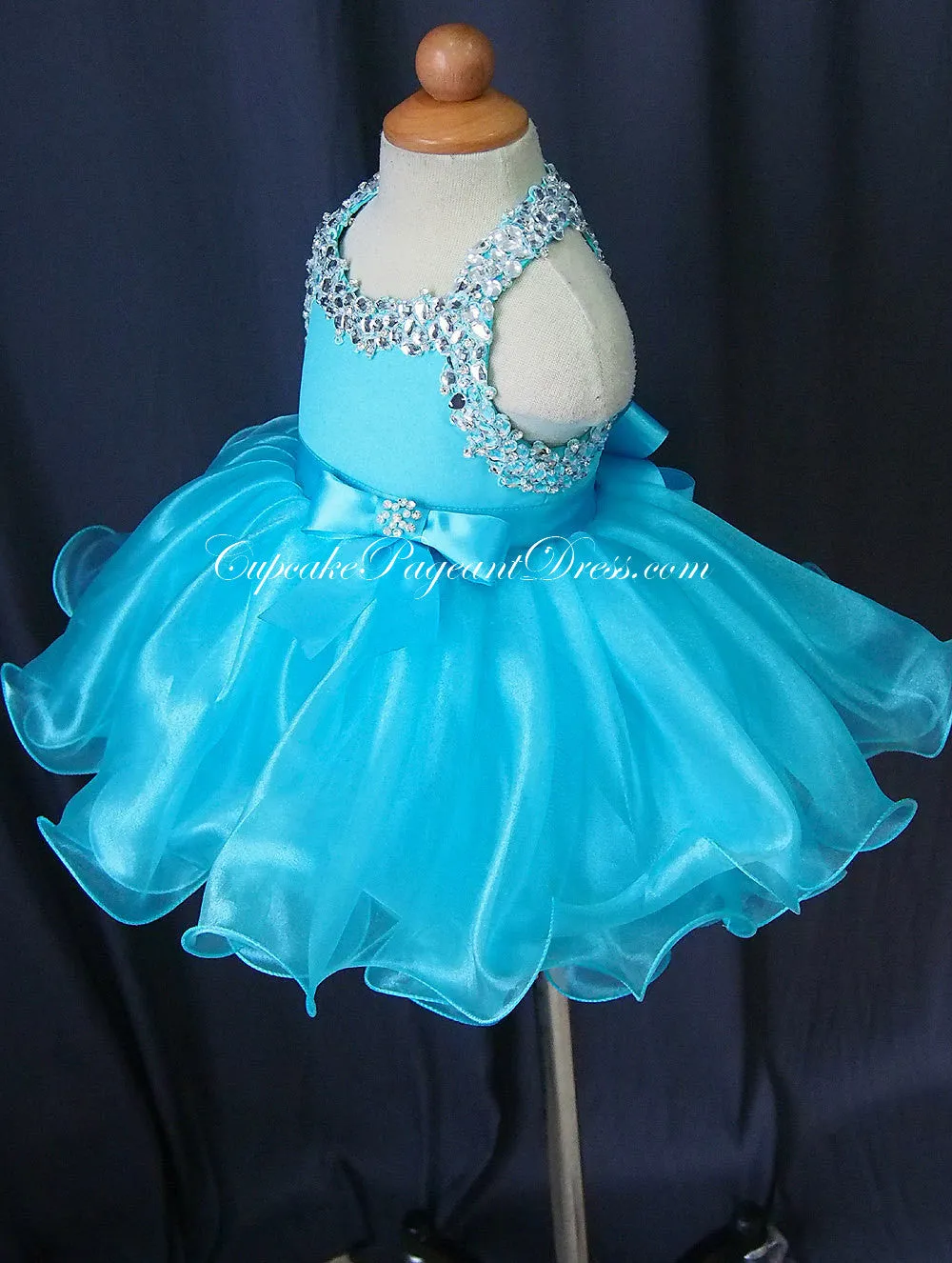 Halter Glass Beaded Bodice Infant/toddler/baby/children/kids glitz Girl's Pageant Dress