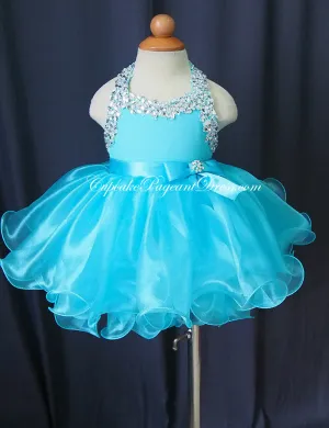 Halter Glass Beaded Bodice Infant/toddler/baby/children/kids glitz Girl's Pageant Dress