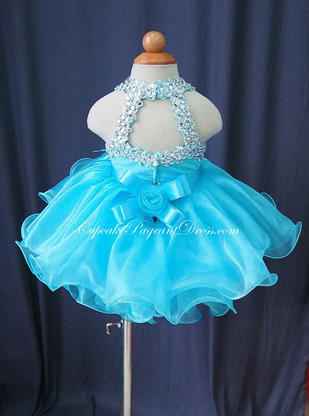 Halter Glass Beaded Bodice Infant/toddler/baby/children/kids glitz Girl's Pageant Dress