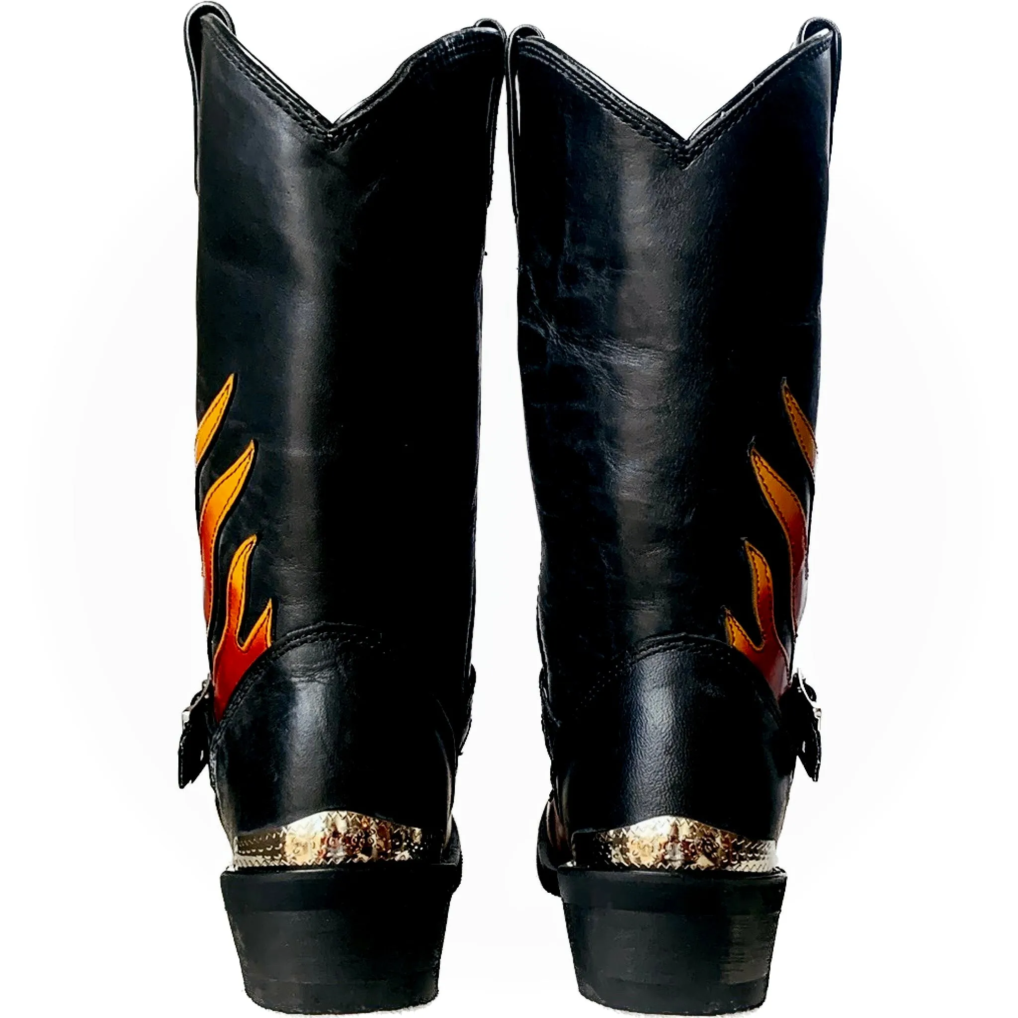 HARLEY-DAVIDSON Harness Flame Overlay Tall Leather Biker Moto Motorcycle Boots