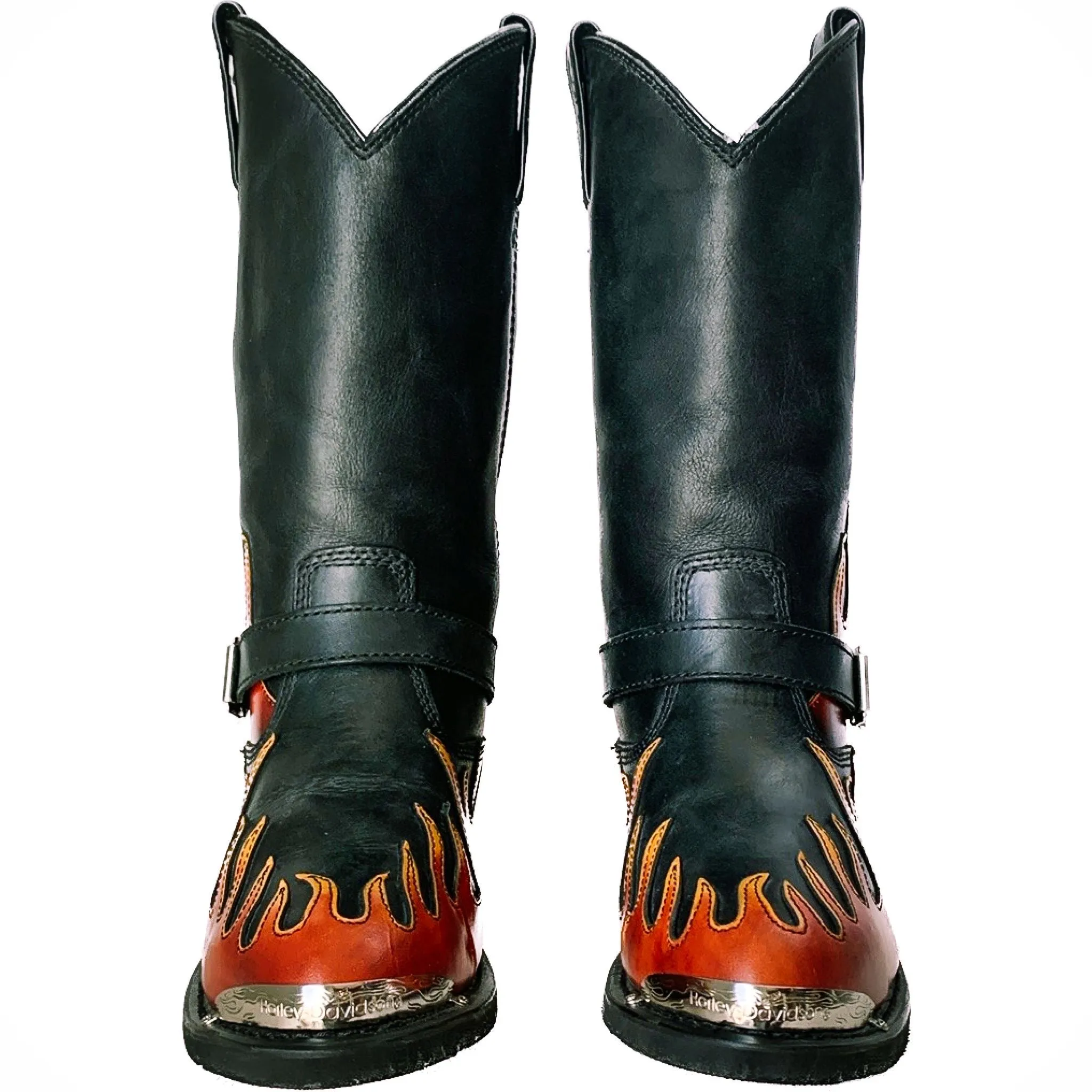 HARLEY-DAVIDSON Harness Flame Overlay Tall Leather Biker Moto Motorcycle Boots