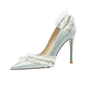 High-heeled shoes luxury light-colored single shoes - Sarahize