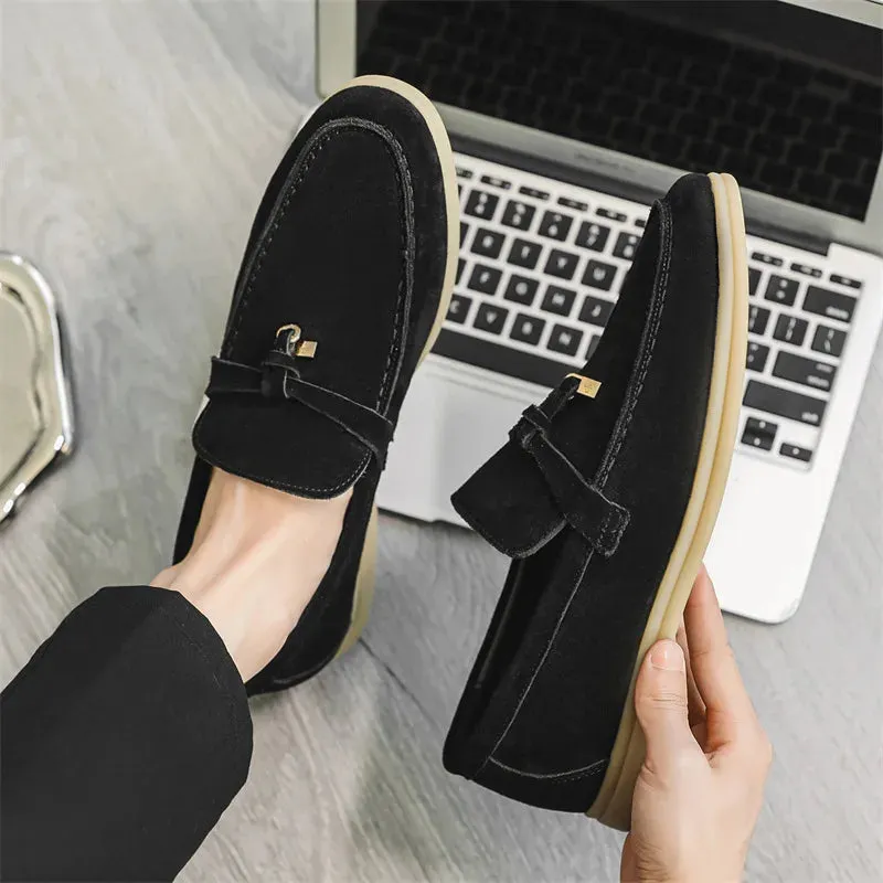 Hnzxzm Fashion Men's Casual Shoes Genuine Suede Leather Men Classic British Style Tassels Loafers Moccasins Mens Outdoor Driving Flats