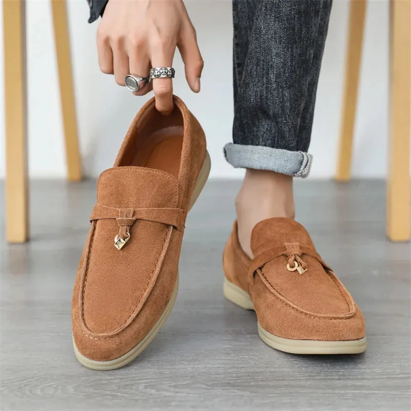 Hnzxzm Fashion Men's Casual Shoes Genuine Suede Leather Men Classic British Style Tassels Loafers Moccasins Mens Outdoor Driving Flats