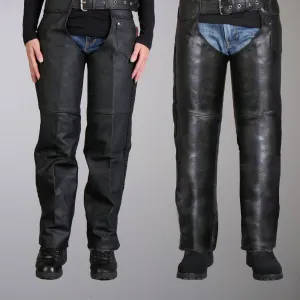 Hot Leathers CHM1003 Black Heavyweight Motorcycle Braided Uni-Sex Leather Biker Chaps