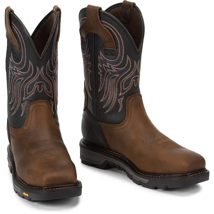 Justin Mens Tanker Steel Toe Western Work Boots Style WK2104