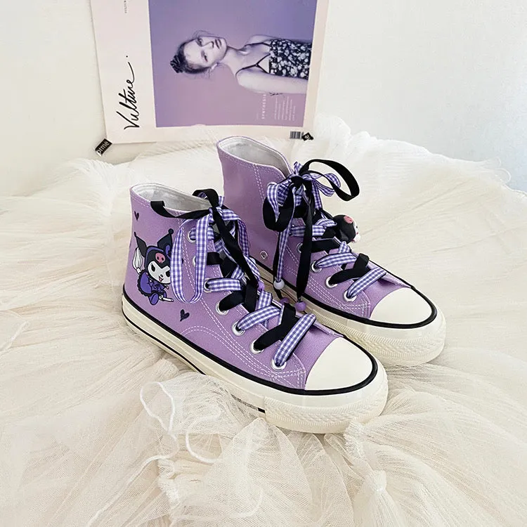 Kuromi Inspired Canvas High-Top Sneakers Shoes Purple