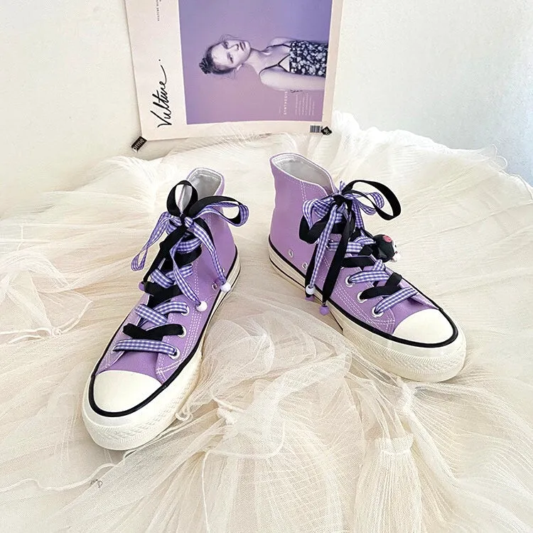 Kuromi Inspired Canvas High-Top Sneakers Shoes Purple