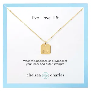 Live Love Lift Mini Free Weight Charm Necklace (Reversible) - Gold