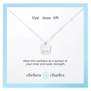 Live Love Lift Mini Free Weight Charm Necklace (Reversible) - Silver