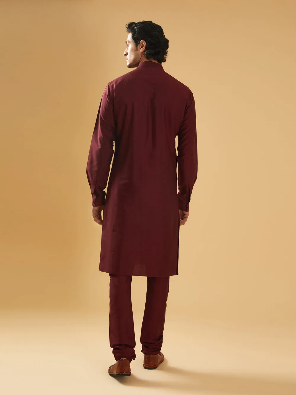 Maroon Silk Kurta