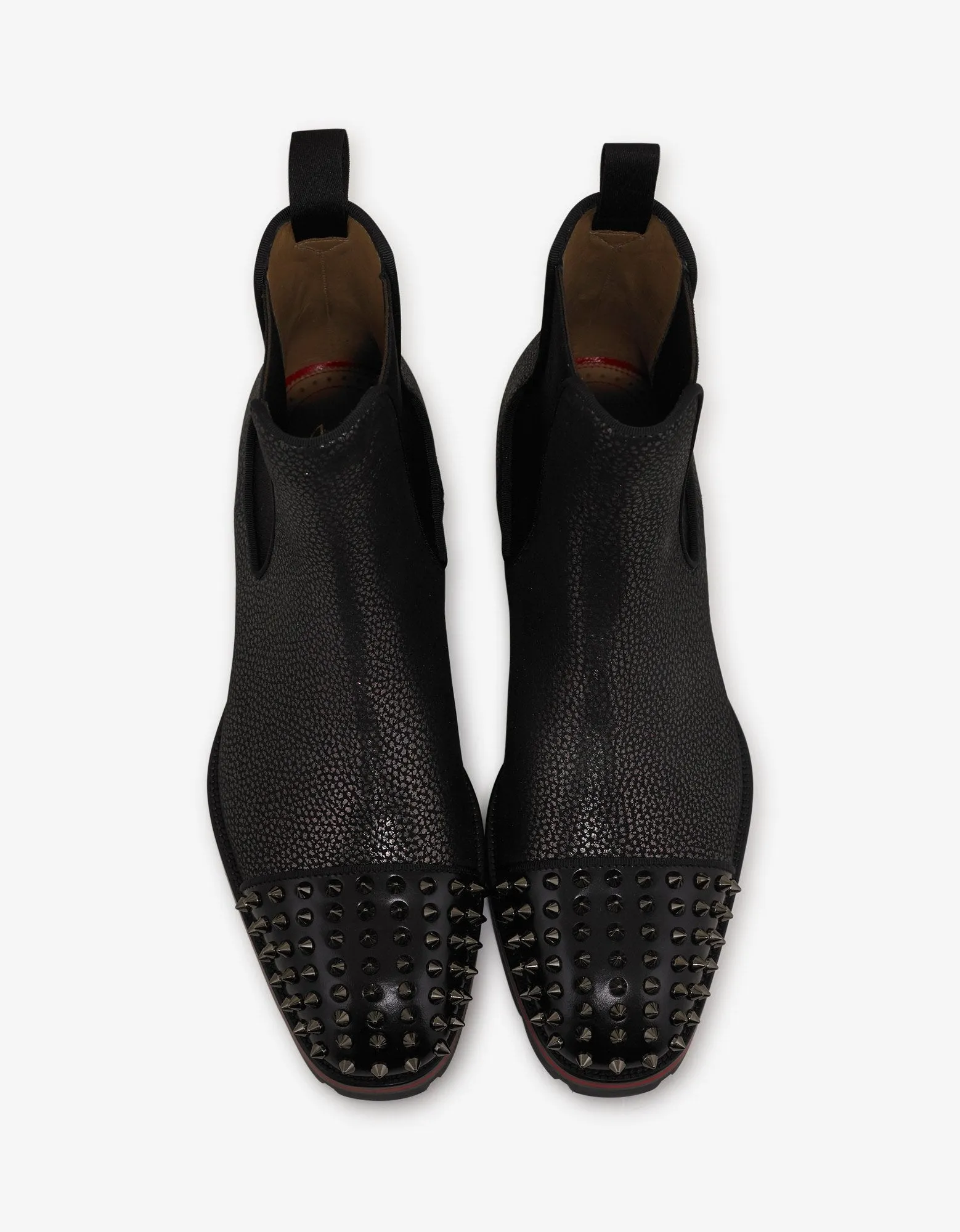 Melon Spikes Flat Cracked Glitter Chelsea Boots