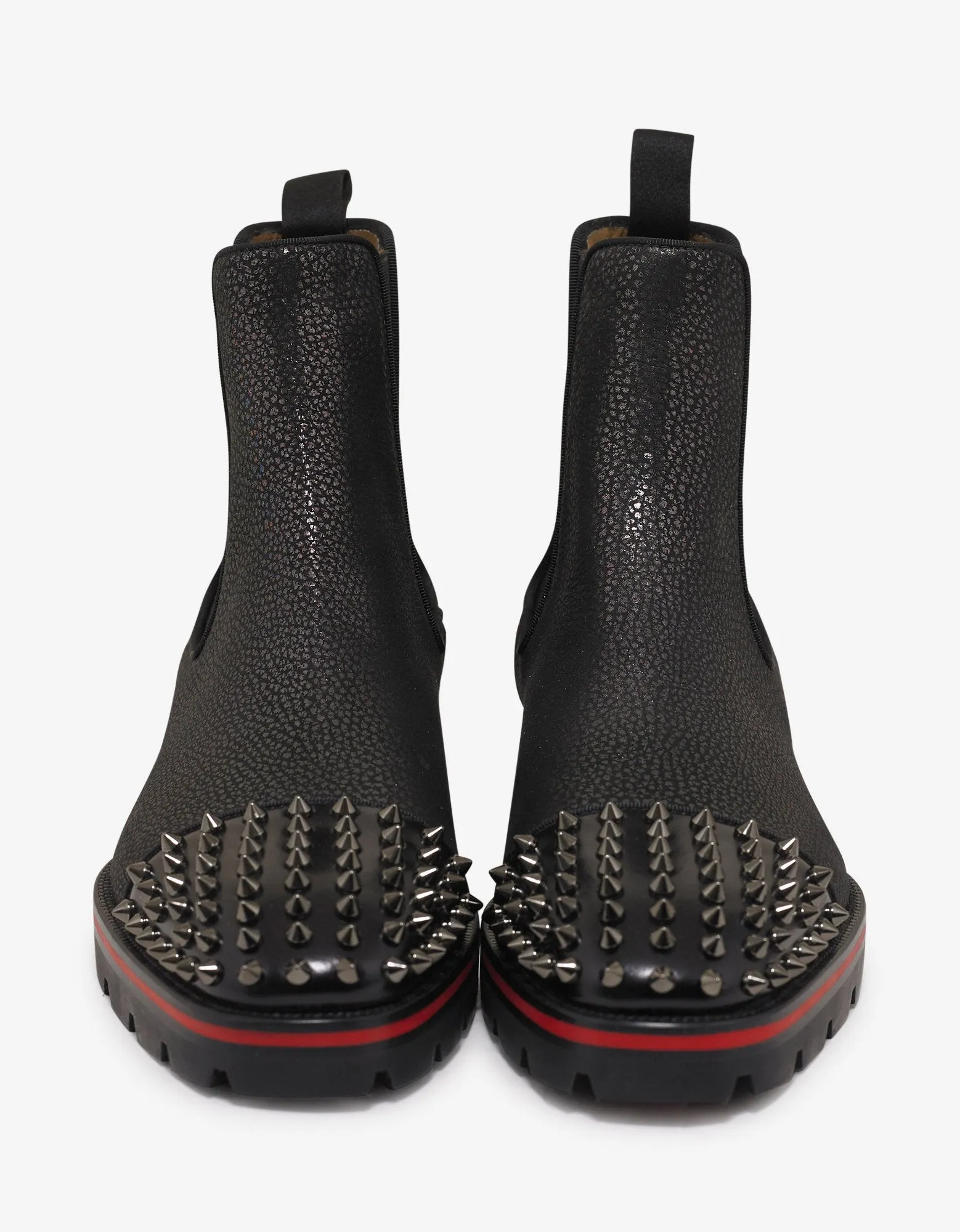 Melon Spikes Flat Cracked Glitter Chelsea Boots