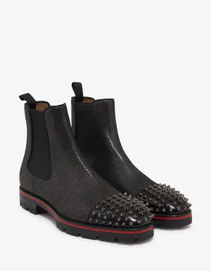 Melon Spikes Flat Cracked Glitter Chelsea Boots