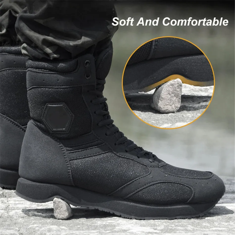 Men's Military Outdoor Desert Combat Tactic Mid-calf Boots Men Snow Tactical Hiking Boots Ultra-light Hiking Combat Ankle Boots