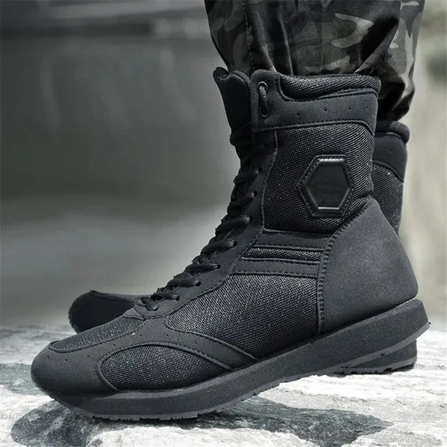 Men's Military Outdoor Desert Combat Tactic Mid-calf Boots Men Snow Tactical Hiking Boots Ultra-light Hiking Combat Ankle Boots