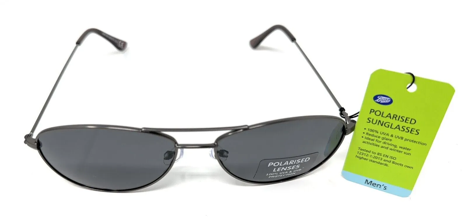 Men's Polarised Sunglasses Metal Frame Oval Style Grey Lens 103J