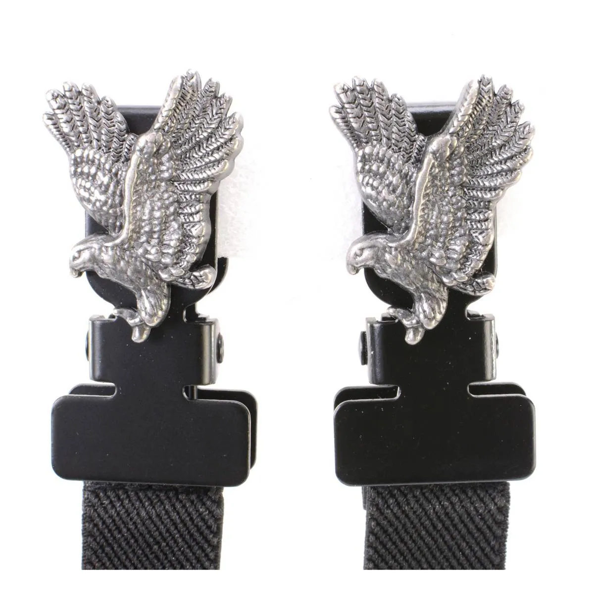 Milwaukee Leather MLA4005 Motorcycle Biker Silver Flying Eagle Elastic Bungee Clips for Chaps or Pants (Set of 2)